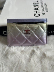 Chanel 21K Rainbow Lambskin rainbow hardware Classic Flat Card Holder